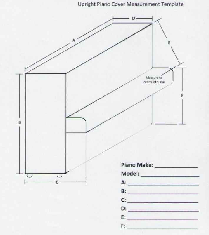how to measure an upright piano template