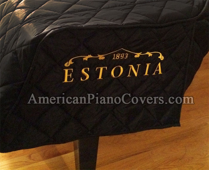 Estonia piano cover black quilt with embroidery logo