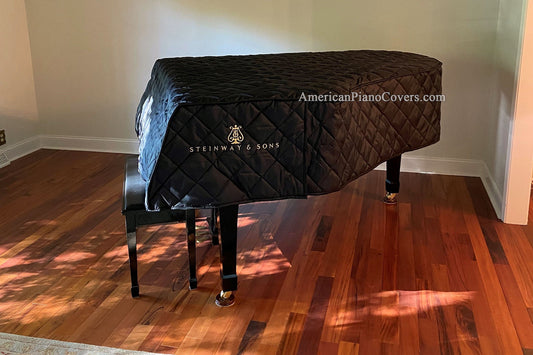 steinway piano cover with logo embroidery black quilt