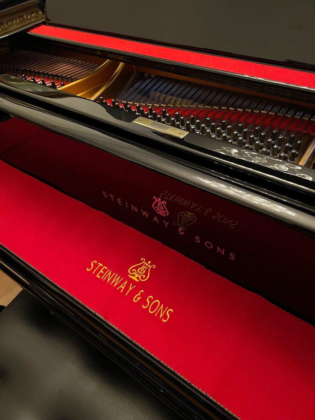 steinway red felt piano key cover