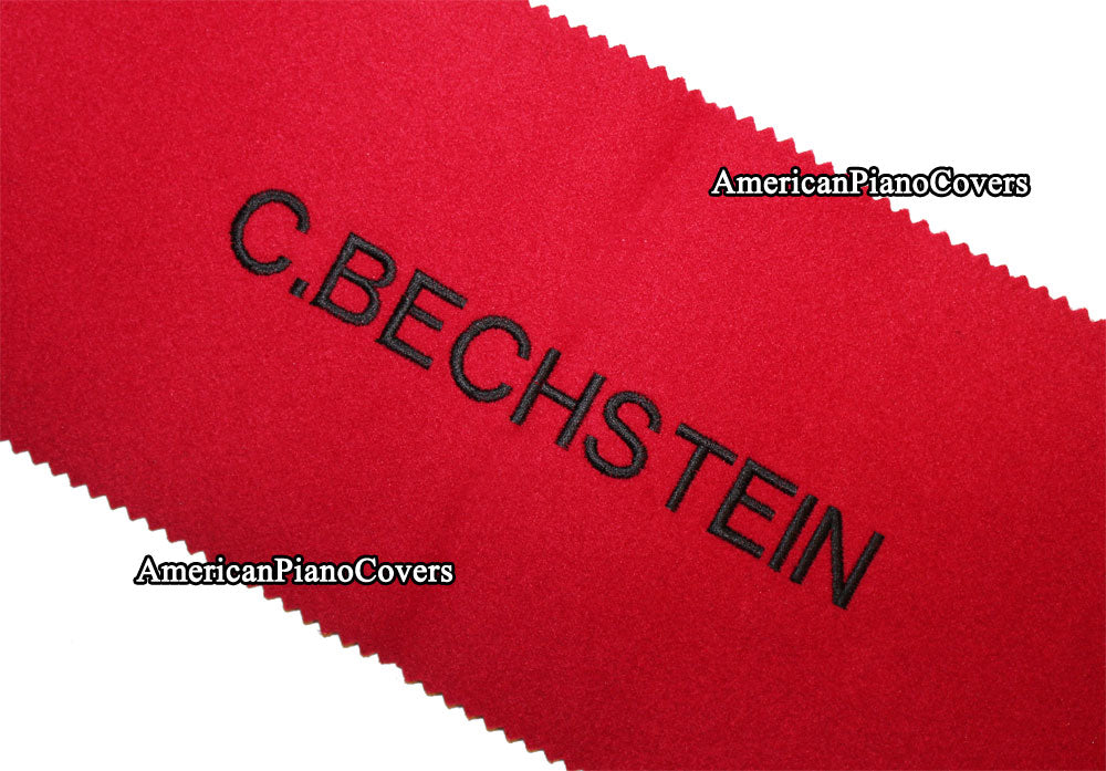 Bechstein red felt piano keyboard cover black logo