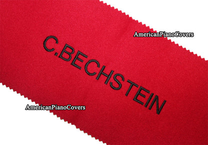 Bechstein red felt piano keyboard cover black logo