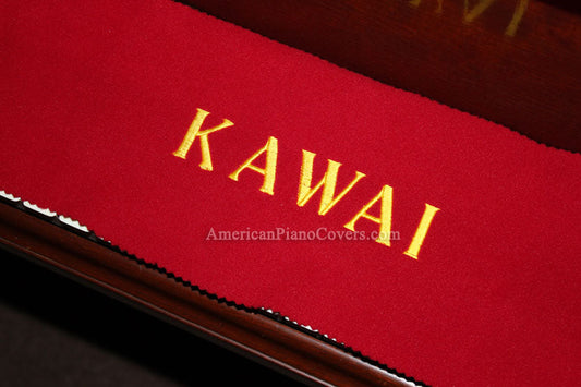 Kawai felt piano key cover red cloth gold embroidery