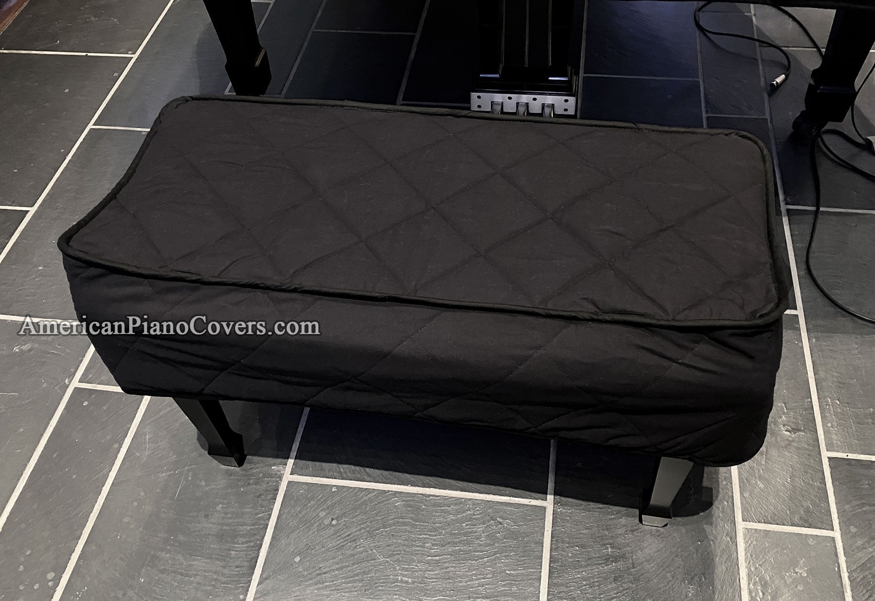 Piano Bench Cover - Quilted Black Mackintosh